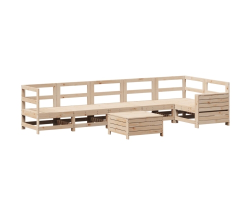 Juego de sofás de jardín 7 piezas madera maciza de pino