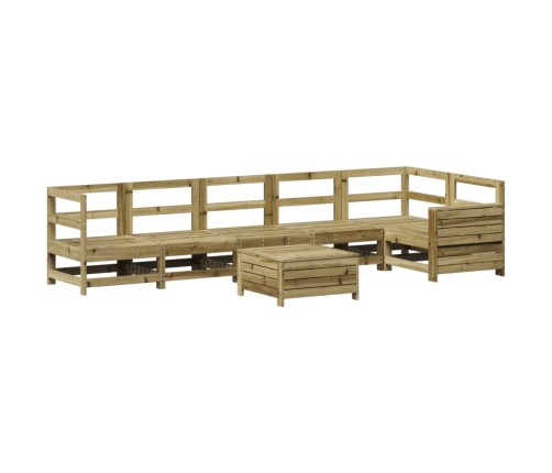 Juego de sofás de jardín 7 pzas madera de pino impregnada