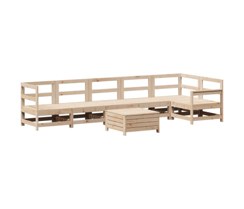 Juego de sofás de jardín 7 piezas madera maciza de pino
