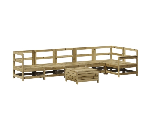 Juego de sofás de jardín 7 pzas madera de pino impregnada