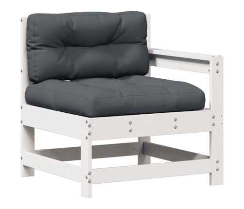 Set muebles jardín 7 pzas con cojines madera maciza pino blanco
