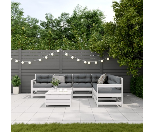 Set muebles jardín 7 pzas con cojines madera maciza pino blanco
