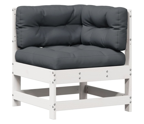 Set muebles jardín 7 pzas con cojines madera maciza pino blanco
