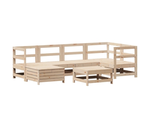 Juego de sofás de jardín 7 piezas madera maciza de pino