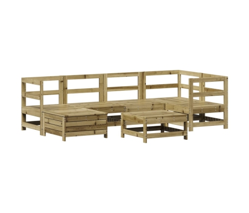 Juego de sofás de jardín 7 pzas madera de pino impregnada