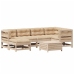Juego de muebles de jardín 7 pzas y cojines madera maciza pino