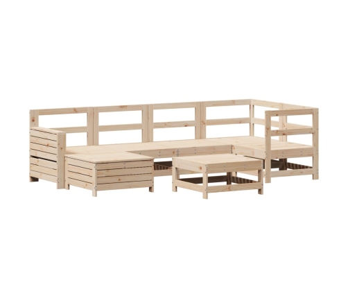 Juego de sofás de jardín 7 piezas madera maciza de pino