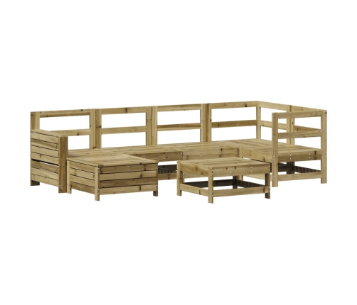 Juego de sofás de jardín 7 pzas madera de pino impregnada