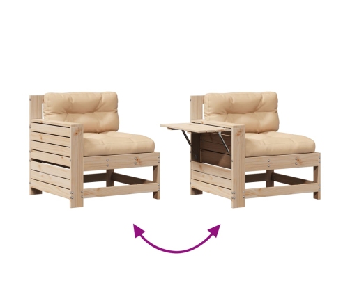 Juego de muebles de jardín 7 pzas y cojines madera maciza pino
