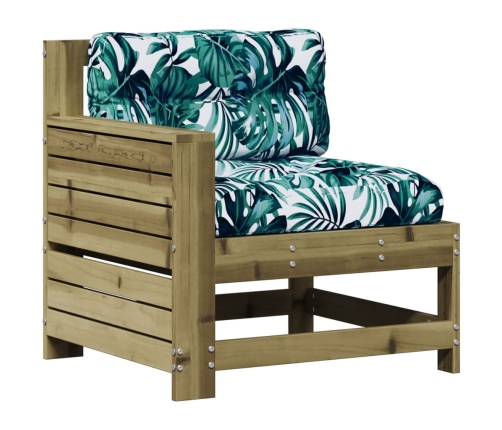 Juego de muebles jardín 7 pzas y cojines madera pino impregnada