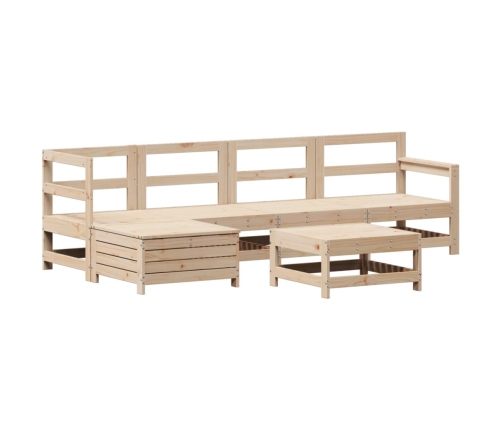 Juego de sofás de jardín 6 piezas madera maciza de pino