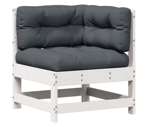 Set muebles jardín 6 pzas con cojines madera maciza pino blanco