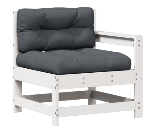 Set muebles jardín 6 pzas con cojines madera maciza pino blanco