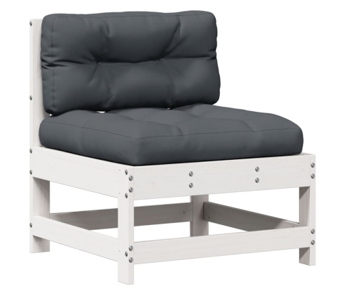 Set muebles jardín 6 pzas con cojines madera maciza pino blanco