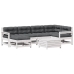 Set muebles jardín 7 pzas con cojines madera maciza pino blanco