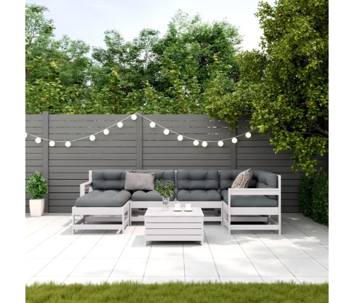 Set muebles jardín 7 pzas con cojines madera maciza pino blanco
