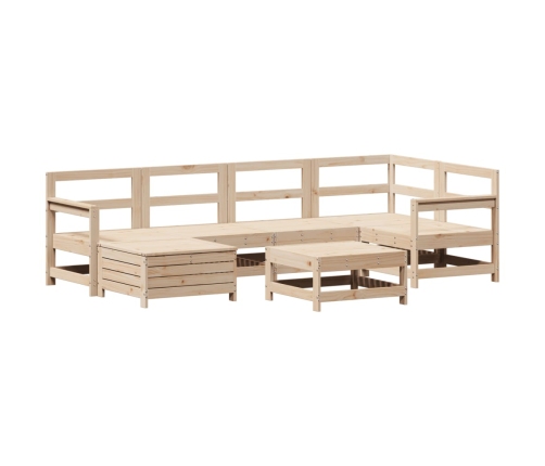 Juego de sofás de jardín 7 piezas madera maciza de pino