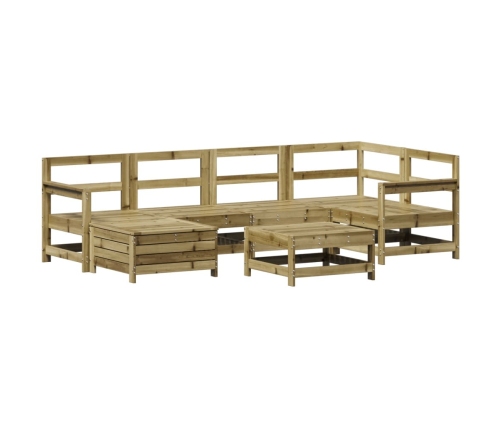 Juego de sofás de jardín 7 pzas madera de pino impregnada