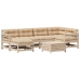 Juego de muebles de jardín 7 pzas y cojines madera maciza pino