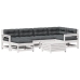 Set muebles jardín 7 pzas con cojines madera maciza pino blanco