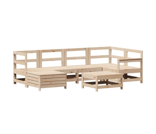 Juego de sofás de jardín 7 piezas madera maciza de pino