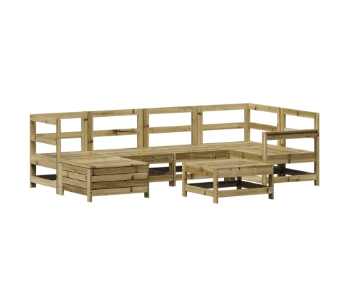 Juego de sofás de jardín 7 pzas madera de pino impregnada