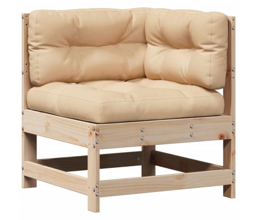 Juego de muebles de jardín 7 pzas y cojines madera maciza pino