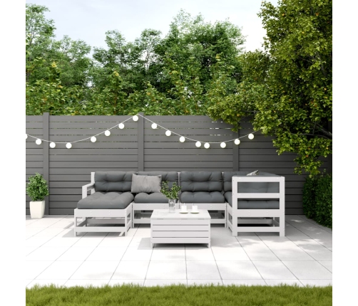 Set muebles jardín 7 pzas con cojines madera maciza pino blanco