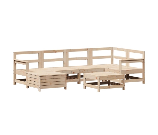 Juego de sofás de jardín 7 piezas madera maciza de pino