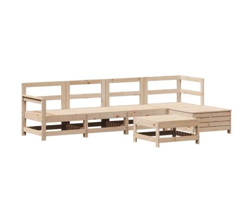 Juego de sofás de jardín 6 piezas madera maciza de pino