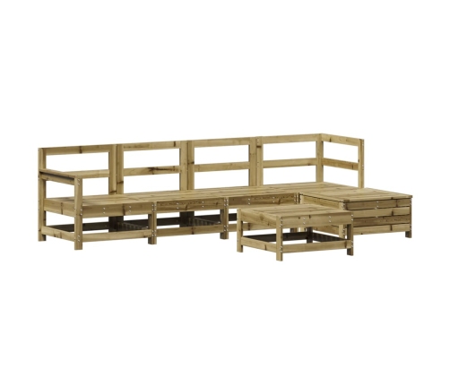 Juego de sofás de jardín 6 piezas madera de pino impregnada