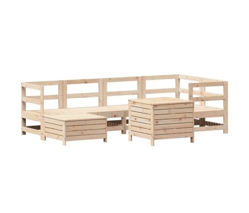 Juego de sofás de jardín 7 piezas madera maciza de pino