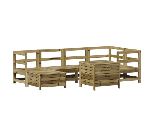 Juego de sofás de jardín 7 pzas madera de pino impregnada