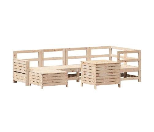 Juego de sofás de jardín 7 piezas madera maciza de pino