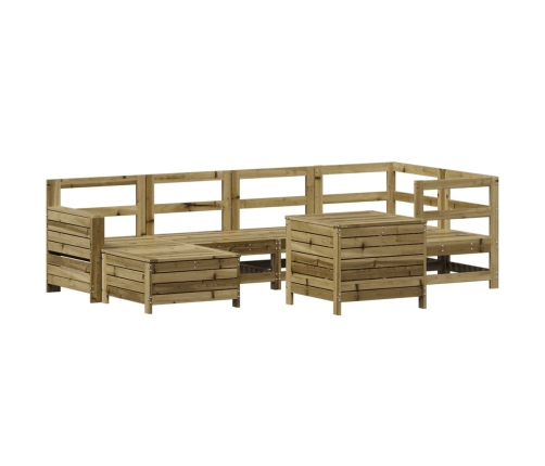 Juego de sofás de jardín 7 pzas madera de pino impregnada