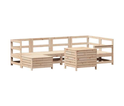 Juego de sofás de jardín 7 piezas madera maciza de pino