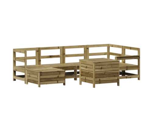 Juego de sofás de jardín 7 pzas madera de pino impregnada
