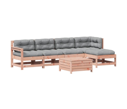 Juego de muebles jardín 6 pzas y cojines madera abeto Douglas