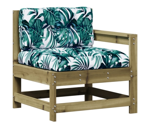Juego de muebles jardín 6 pzas y cojines madera pino impregnada