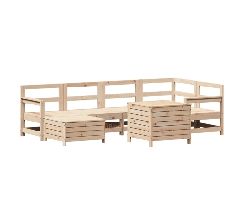 Juego de sofás de jardín 7 piezas madera maciza de pino