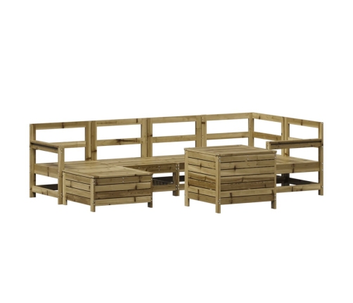 Juego de sofás de jardín 7 pzas madera de pino impregnada