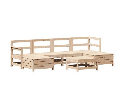 Juego de sofás de jardín 7 piezas madera maciza de pino