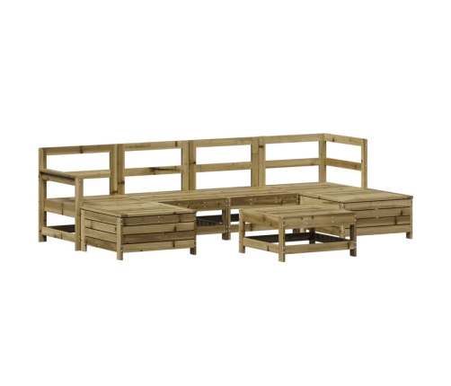 Juego de sofás de jardín 7 pzas madera de pino impregnada