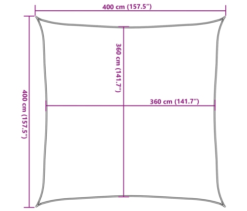 Toldo de vela cuadrado HDPE arena 160 g/m² 4x4 m