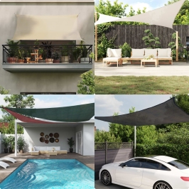 Toldo de vela cuadrado HDPE arena 160 g/m² 4x4 m