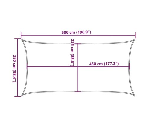 Toldo de vela rectangular HDPE arena 160 g/m² 2,5x5 m