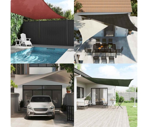 Toldo de vela triangular HDPE arena 160 g/m² 3,6x3,6x3,6 m