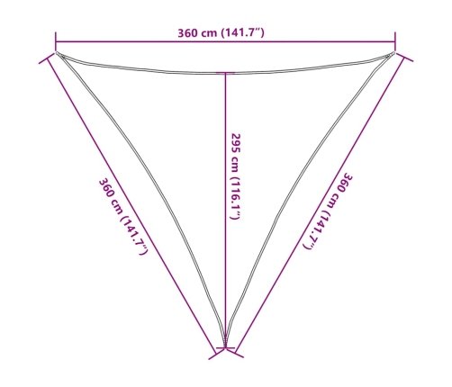 Toldo de vela triangular HDPE arena 160 g/m² 3,6x3,6x3,6 m