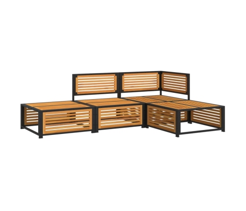 Set sofás de jardín con cojines 4 pzas madera maciza de acacia