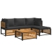 Set de sofás de jardín con cojines 5 pzas madera maciza acacia